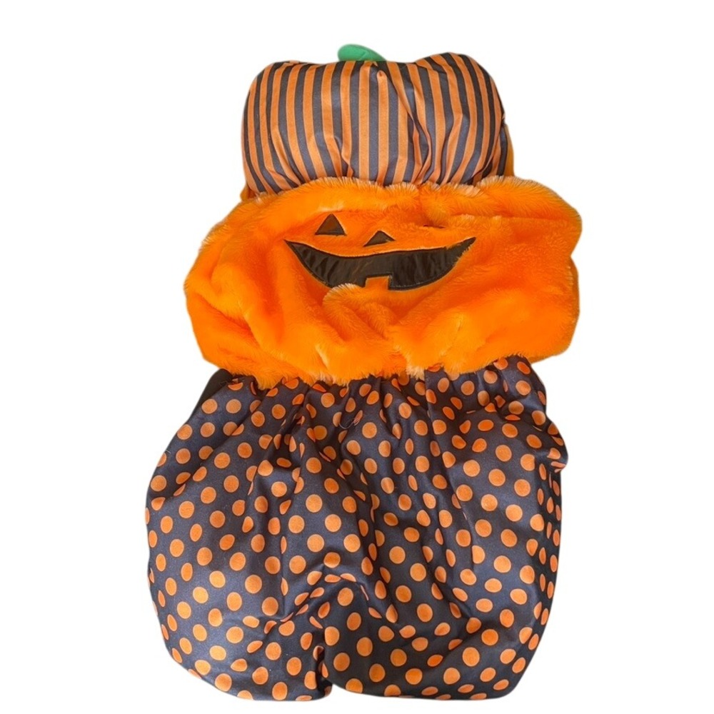 Orange Black Pumpkin Jack-o-lantern Dog Costume Halloween Pet Outfit Medium